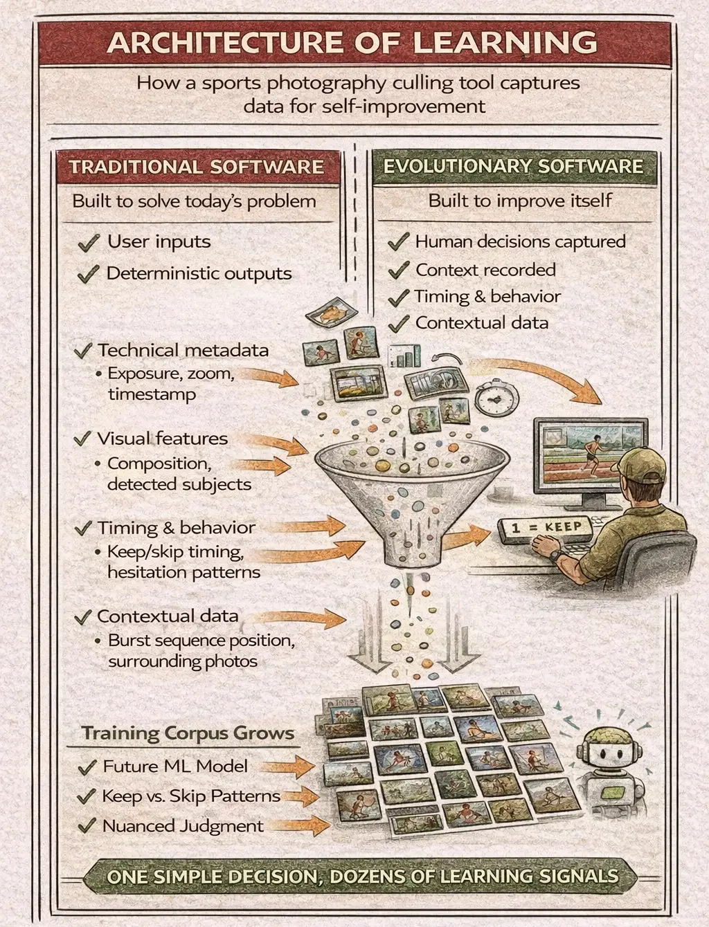 One simple decision, dozens of learning signals